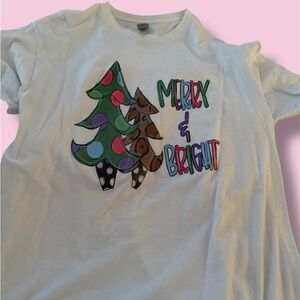 Gildan White Short Sleeve Tee with Festive Graphic